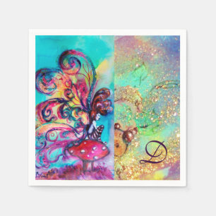 SERVIETTES JETABLES PETITE ELF DE MONOGRAMME DES MUSHROOMS