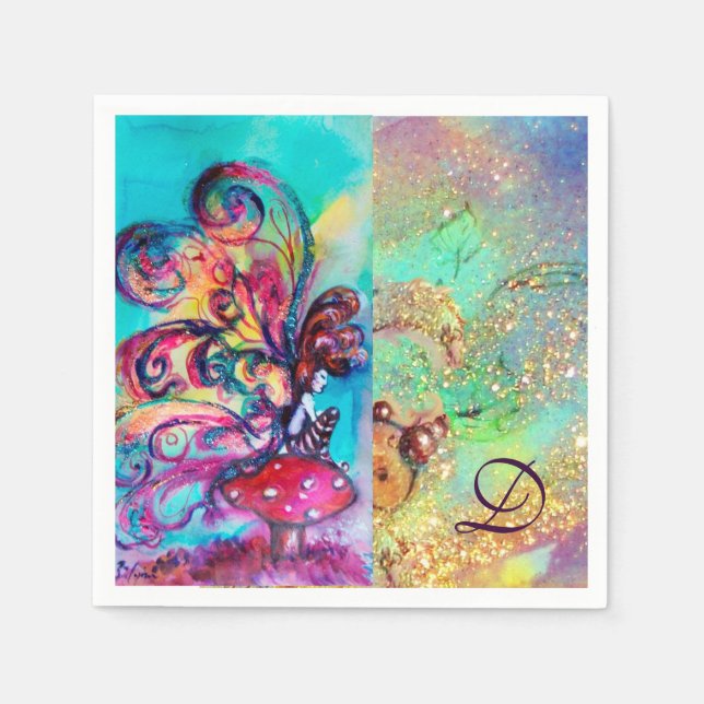 SERVIETTES JETABLES PETITE ELF DE MONOGRAMME DES MUSHROOMS (Devant)