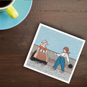 Serviettes Jetables Petite fille hollandaise vintage robe traditionnel