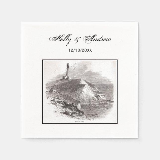 Serviettes Jetables Phare de Montauk Point Hamptons Long Island NY (Devant)