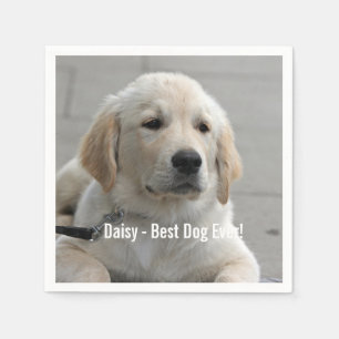 Serviettes Jetables Photo et nom personnalisés Golden Retriever Dog