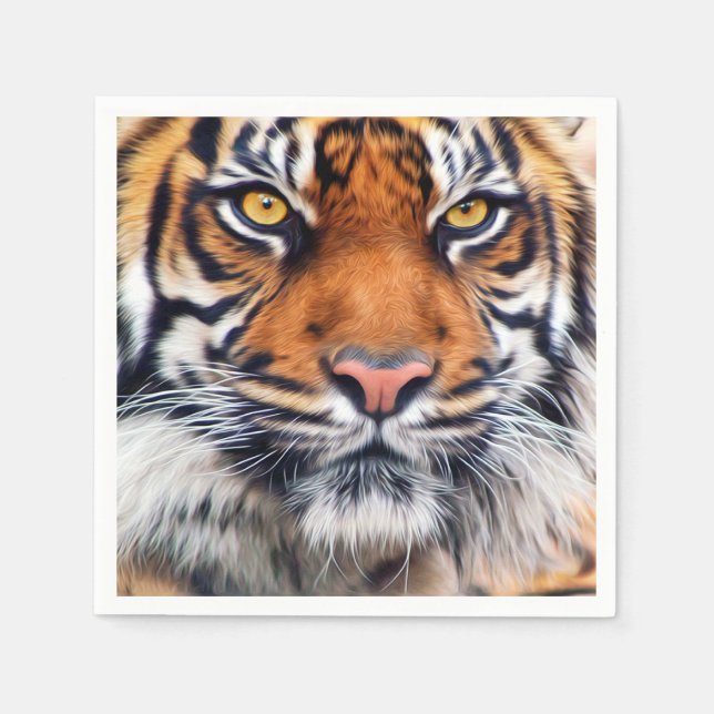 Serviettes Jetables Photographie de Peinture de tigre de Sibérie (Devant)