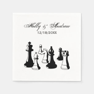 Serviettes Jetables Pièces de Jeu d'Échecs Art Vintage #2