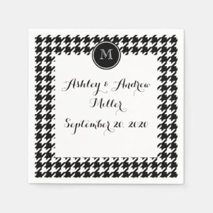 Serviettes Jetables Pied de fond noir et blanc Votre monogramme