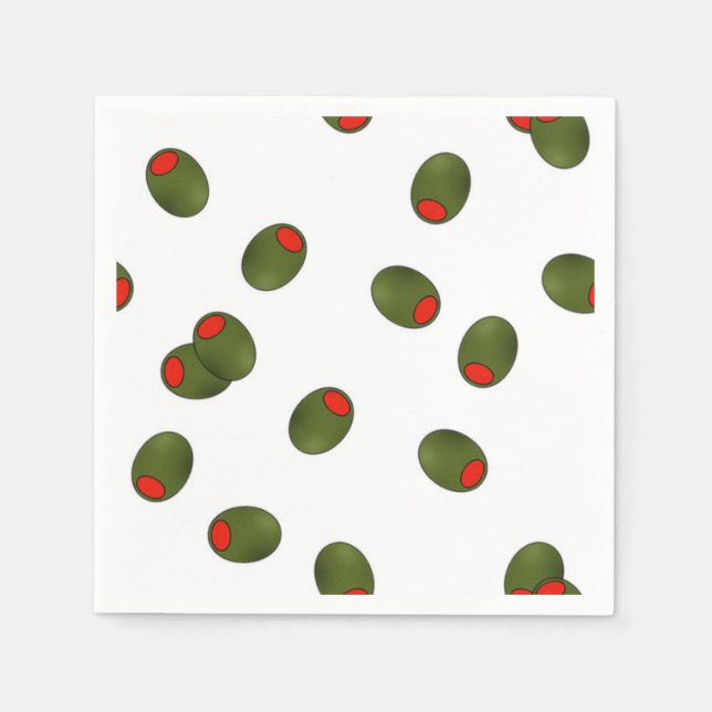 Serviettes Jetables Pimento Olives Papier Naples (Devant)