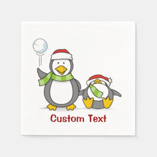 Serviettes Jetables Pingouins de Noël