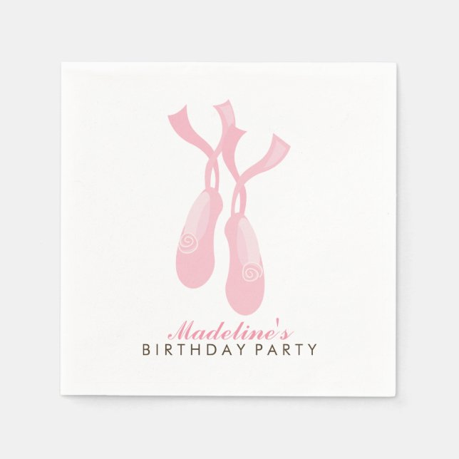 Serviettes Jetables Pink Ballerina Pointe Chaussures Fête d'anniversai (Devant)