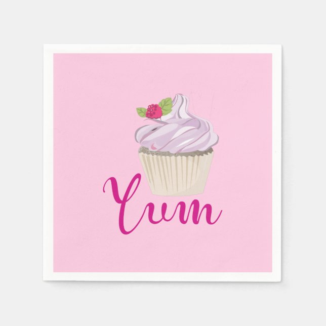 Serviettes Jetables Pink Frosted Cupcake Yum! (Devant)