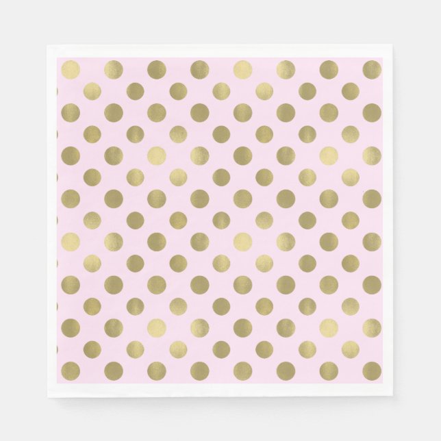 Serviettes Jetables Pink Gold Polka Dot Anniversaire (Devant)