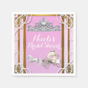 Serviettes Jetables Pink Gold Princess Crown & Carriage Sweet 16 Party