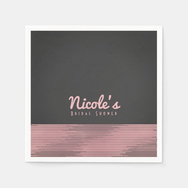 Serviettes Jetables Pink & Grey Sequins Glam Moderne Chic Elegant Part (Devant)