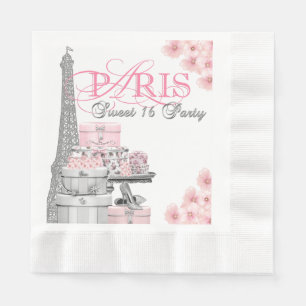 Serviettes Jetables Pink Paris Sweet 16 Anniversaire