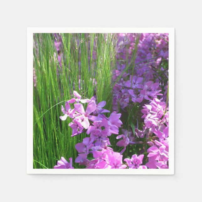 Serviettes Jetables Pink Phlox et Grass été Floral (Devant)