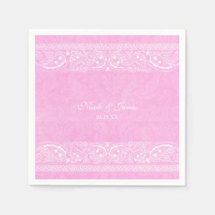 Serviettes Jetables Pink Rustique Paisley Country Western Mariage