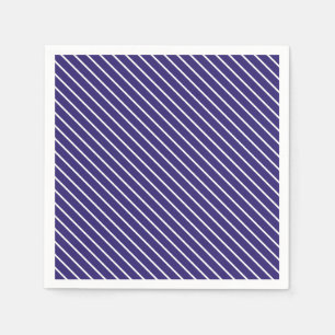 Serviettes Jetables Pinstripes diagonales - bleu marine et blanc