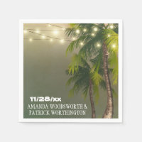 Plage Lumières Palm Tree Mariage Tropical Napkins