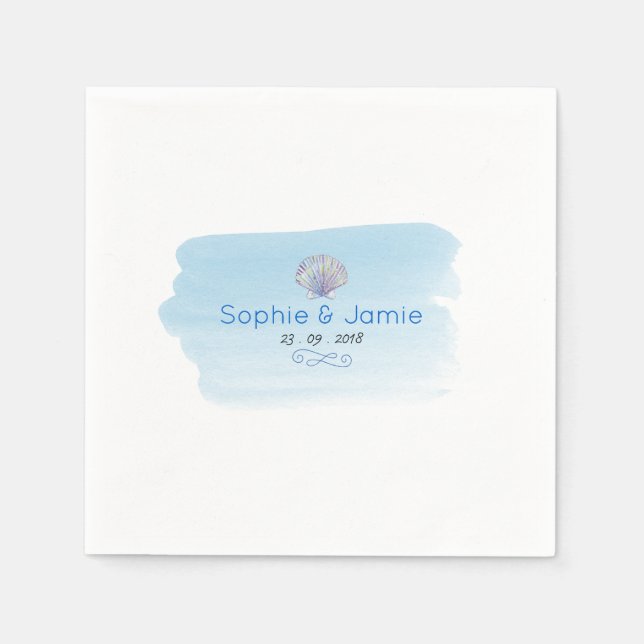 Serviettes Jetables Plage thème Mariage Papier (Devant)
