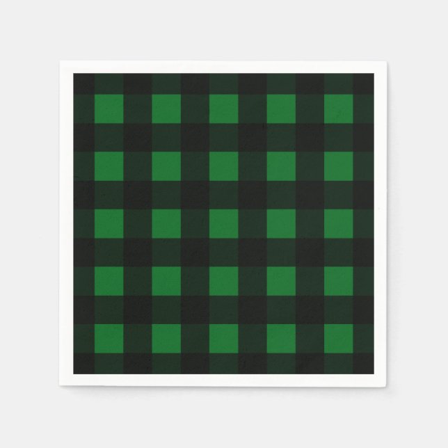 Serviettes Jetables Plaid de Buffalo Vert (Devant)