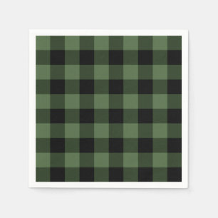 Serviettes Jetables Plaid vert et noir