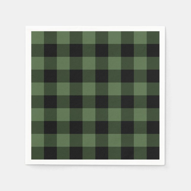 Serviettes Jetables Plaid vert et noir (Devant)