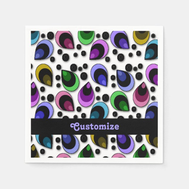 Serviettes Jetables Plumes de paon Abstrait Motif serviettes (Devant)