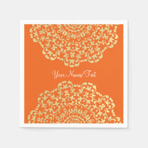 Serviettes Jetables Plutôt Élégant Or Orange Lacy Motif