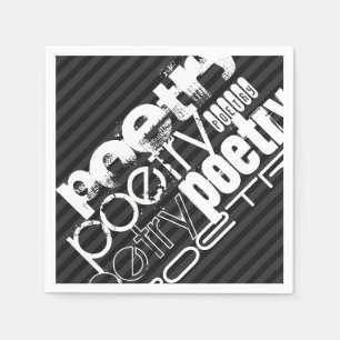 Serviettes Jetables Poésie ; Gris Noir & Foncé