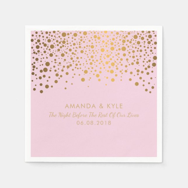 Serviettes Jetables Points Confetti Or Design sur Design rose pâle (Devant)