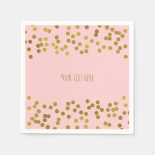 Serviettes Jetables Points Confetti Pink & Gold Faux Blushing