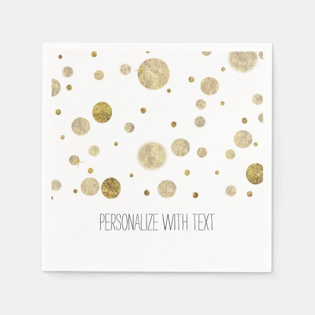 Serviettes Jetables Points Gold Bokeh Confetti (Devant)
