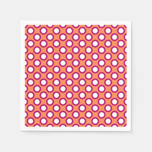 Serviettes Jetables Points tournés rétro, mandarine orange et magenta