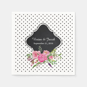 Serviettes Jetables Pois chic et Mariage de pivoines Napkin