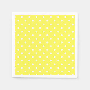 Serviettes Jetables Pois jaune et blanc glamour moderne