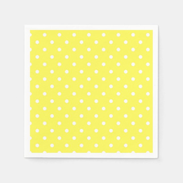 Serviettes Jetables Pois jaune et blanc glamour moderne (Devant)