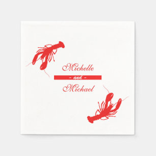 Serviettes Jetables Poisson-crevette rouge Homard Cocktail Napkins