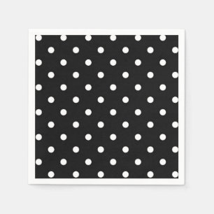 Serviettes Jetables Polka noir et blanc point mode moderne