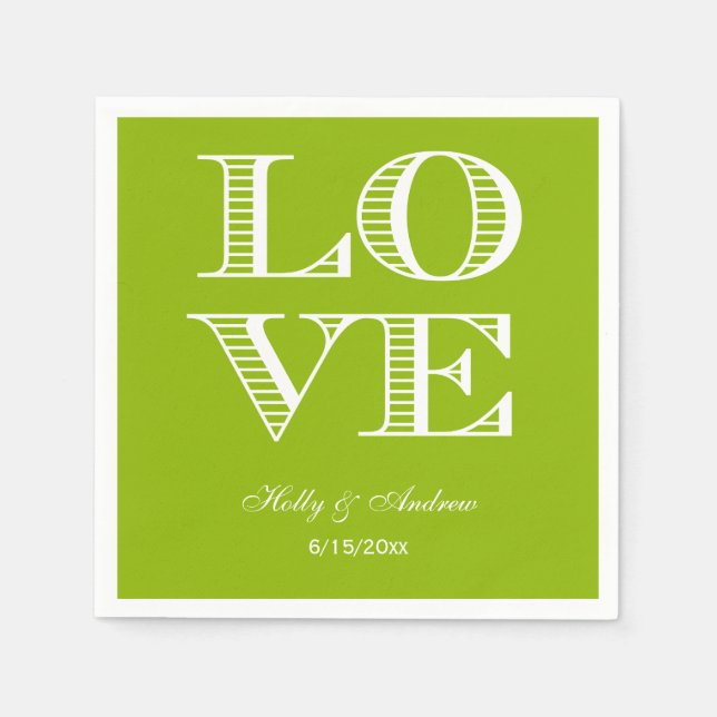 Serviettes Jetables Pomme verte, blanc AMOUR Napkins (Devant)