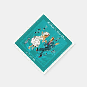 Serviettes Jetables Pop Art Mariage Couple Dancing Cocktail Napkins