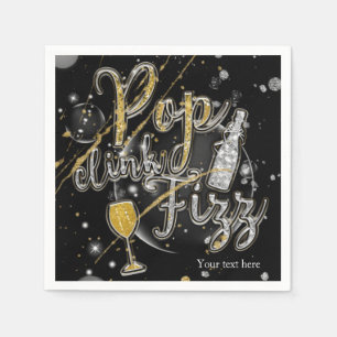 Serviettes Jetables POP CLINK FIZZ Champagne Bubbles Fête
