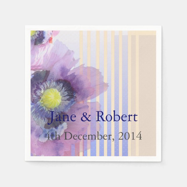 Serviettes Jetables Poppies Dans Mariage Aquarelle (Devant)