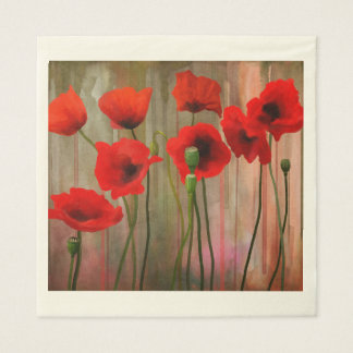 Serviettes Jetables Poppies d'aquarelle