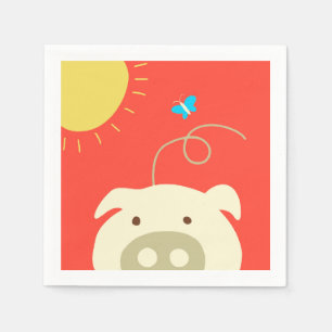 Serviettes Jetables Porc et papillon