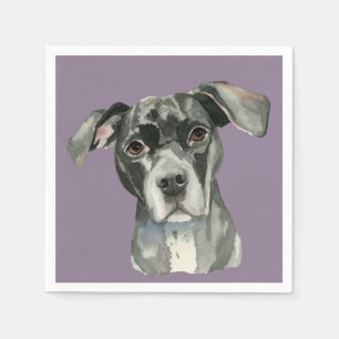 Serviettes Jetables Portrait d'aquarelle Black Pit Bull Dog