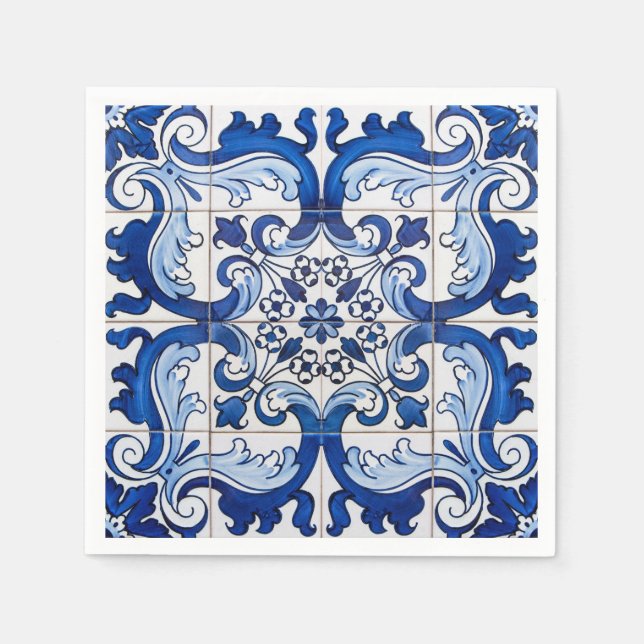 Serviettes Jetables Portugais Azulejo Vintage (Devant)