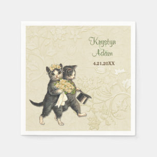 Serviettes Jetables Posh Cats Mariage 2 ivoire Papier serviettes