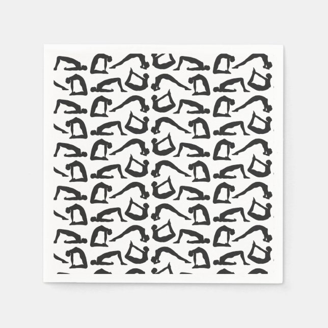 Serviettes Jetables Positions de yoga Silhouettes (Devant)