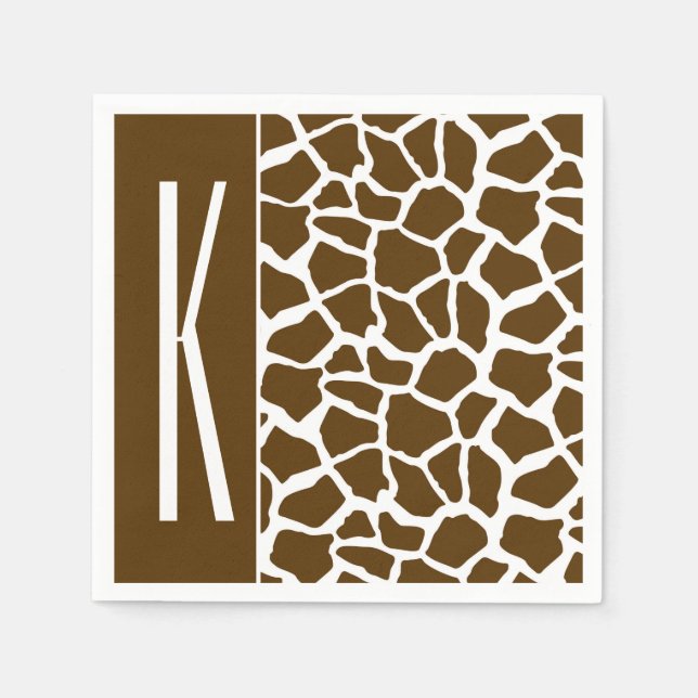 Serviettes Jetables Poster de animal Brown et blanc de girafe (Devant)