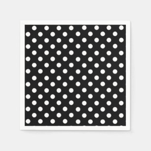 Serviettes Jetables Pots Polka   points noirs et blancs rétro