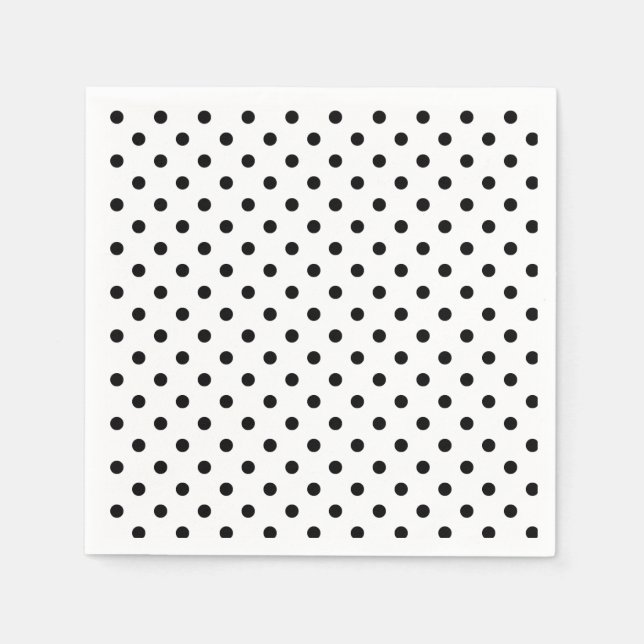 Serviettes Jetables Pots Polka| points noirs et blancs rétros (Devant)