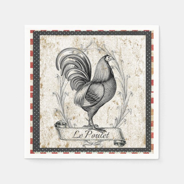 Serviettes Jetables Poulet vintage (Devant)